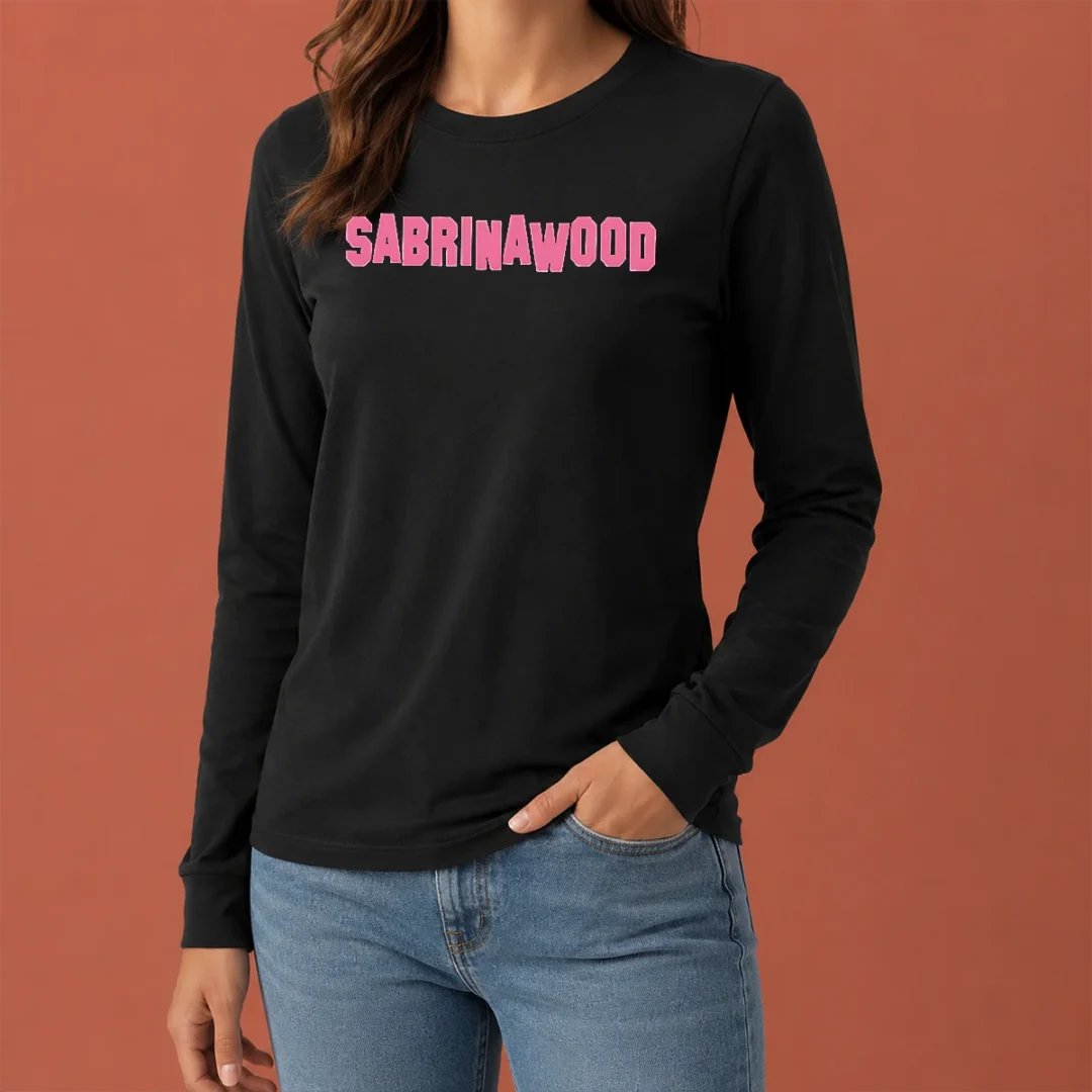funny-sabrinawood-sabrina-carpenter-pop-culture-long-sleeve-shirt Funny Sabrinawood Sabrina Carpenter Pop Culture long sleeve shirt featuring bold graphic print on comfortable fabric