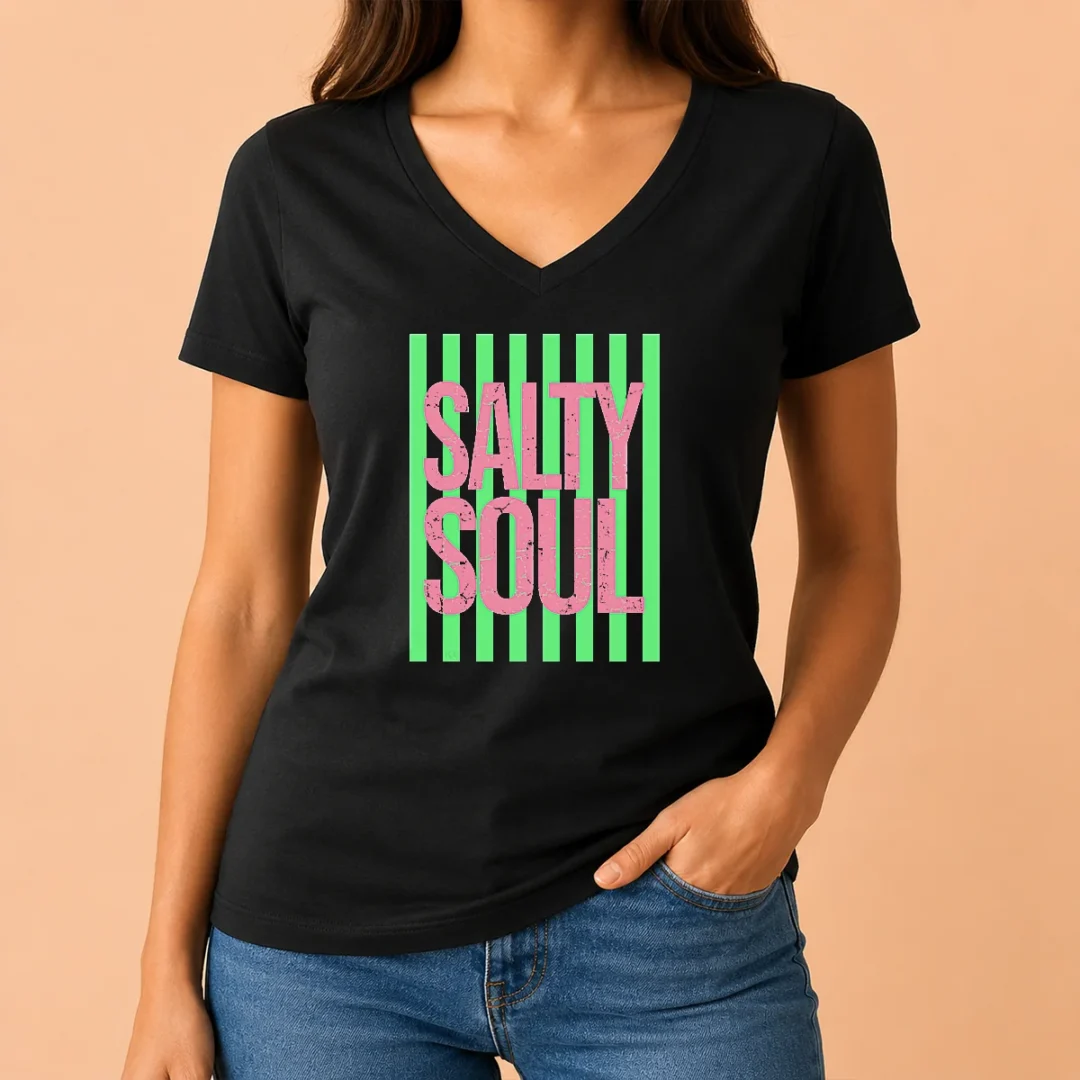 funny-salty-soul-retro-stripes-sunshine-v-neck-shirt Funny Salty Soul Retro Stripes Sunshine V-Neck Shirt