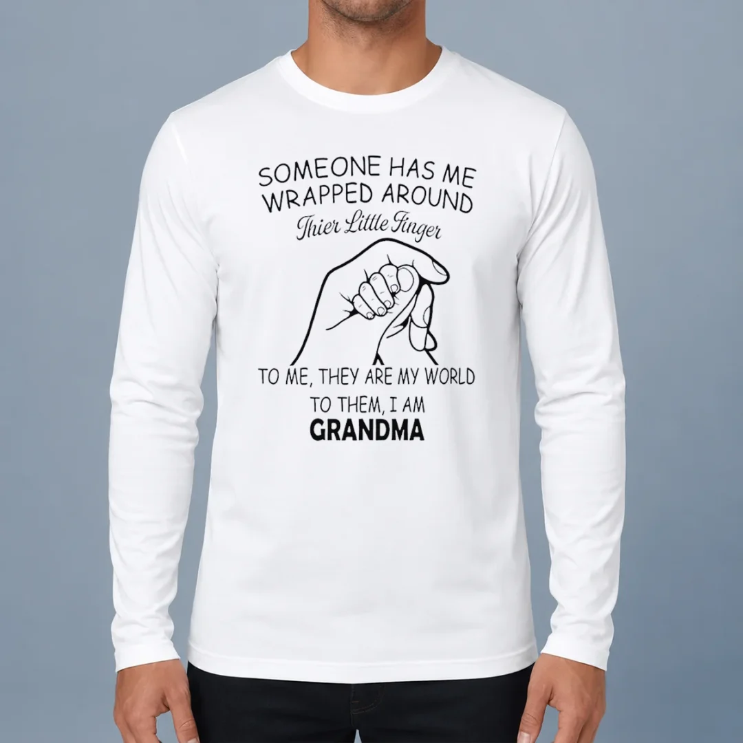 funny-someone-has-me-wrapped-around-their-little-finger-grandma-long-sleeve-shirt-1 Funny Someone Has Me Wrapped Around Their Little Finger Grandma Long Sleeve Shirt