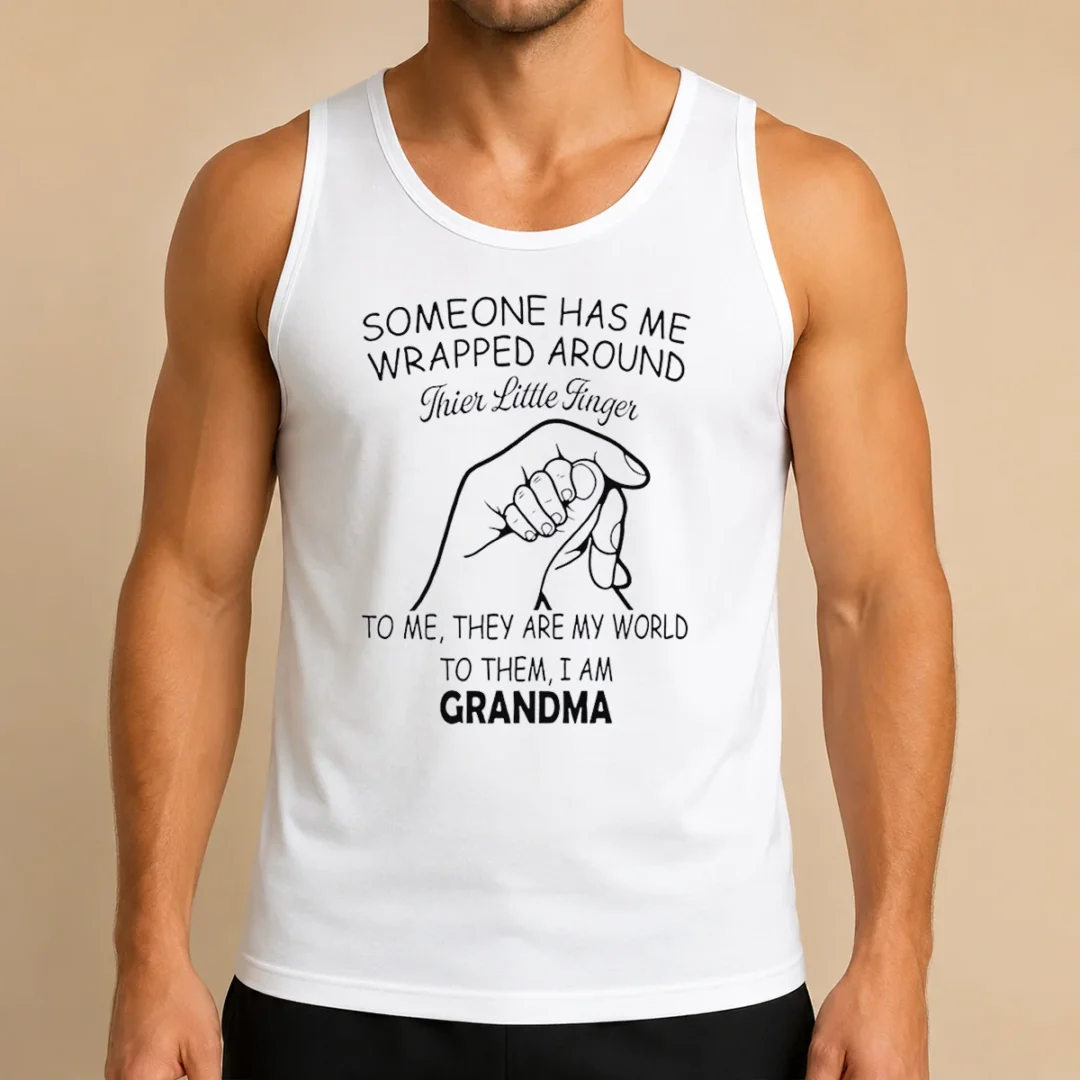 funny-someone-has-me-wrapped-around-their-little-finger-grandma-tank-top-1 Funny Someone Has Me Wrapped Around Their Little Finger Grandma Tank Top