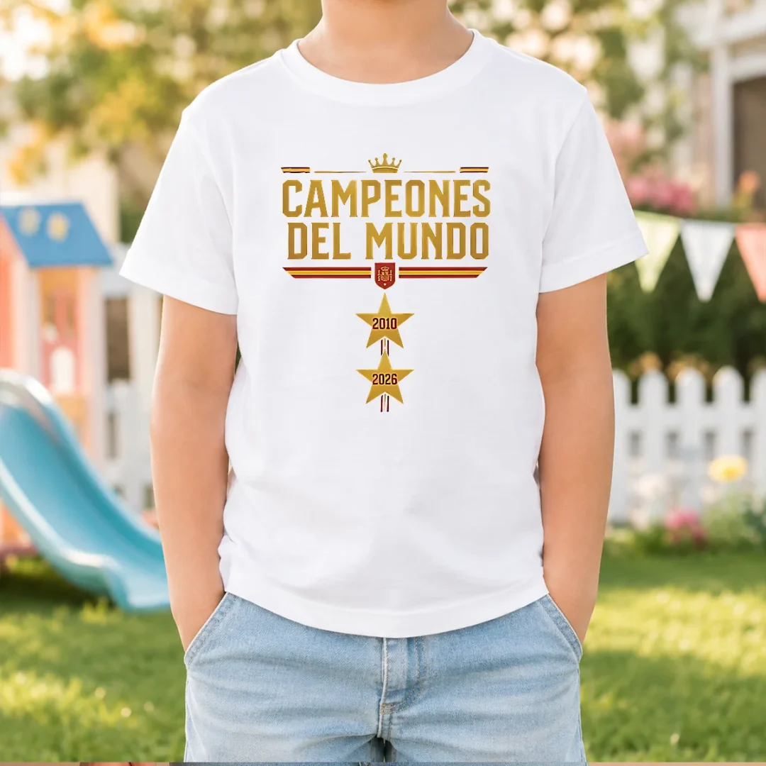funny-spain-world-champions-2026-2-stars-kids-t-shirt Funny Spain World Champions 2026 2 Stars Kids T-Shirt