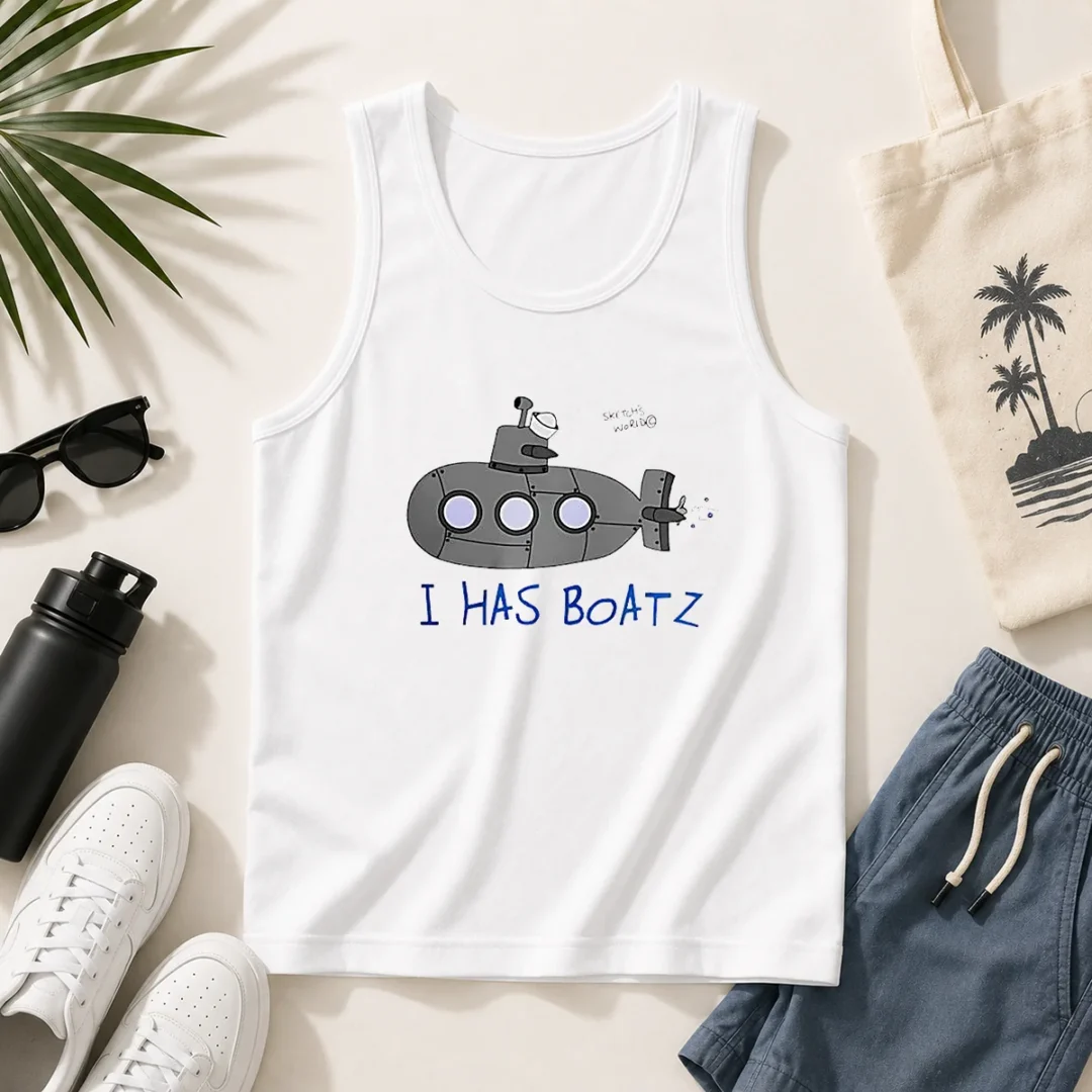 funny-submarine-i-has-boatz-cartoon-meme-tank-top Funny Submarine I Has Boatz Cartoon Meme Tank Top