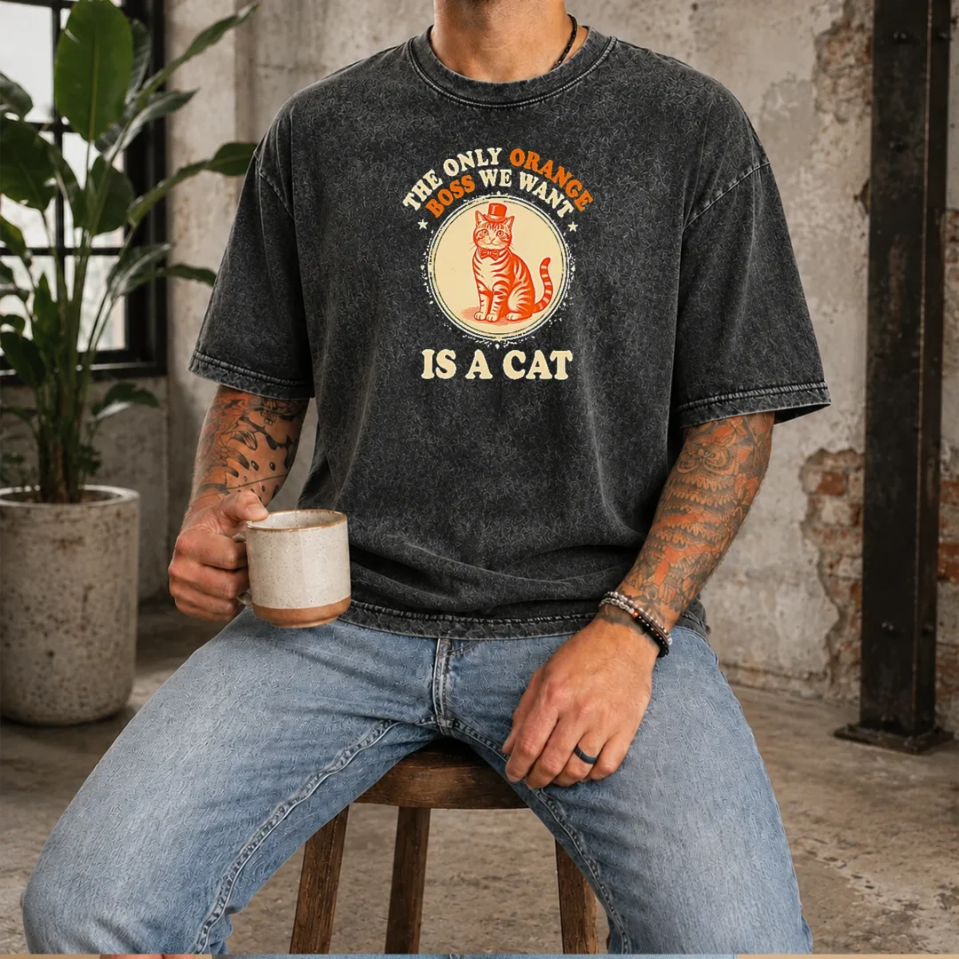 funny-the-only-orange-boss-we-want-is-a-cat-top-hat-cartoon-washed-t-shirt Funny The Only Orange Boss We Want Is A Cat Top Hat Cartoon Washed T-Shirt
