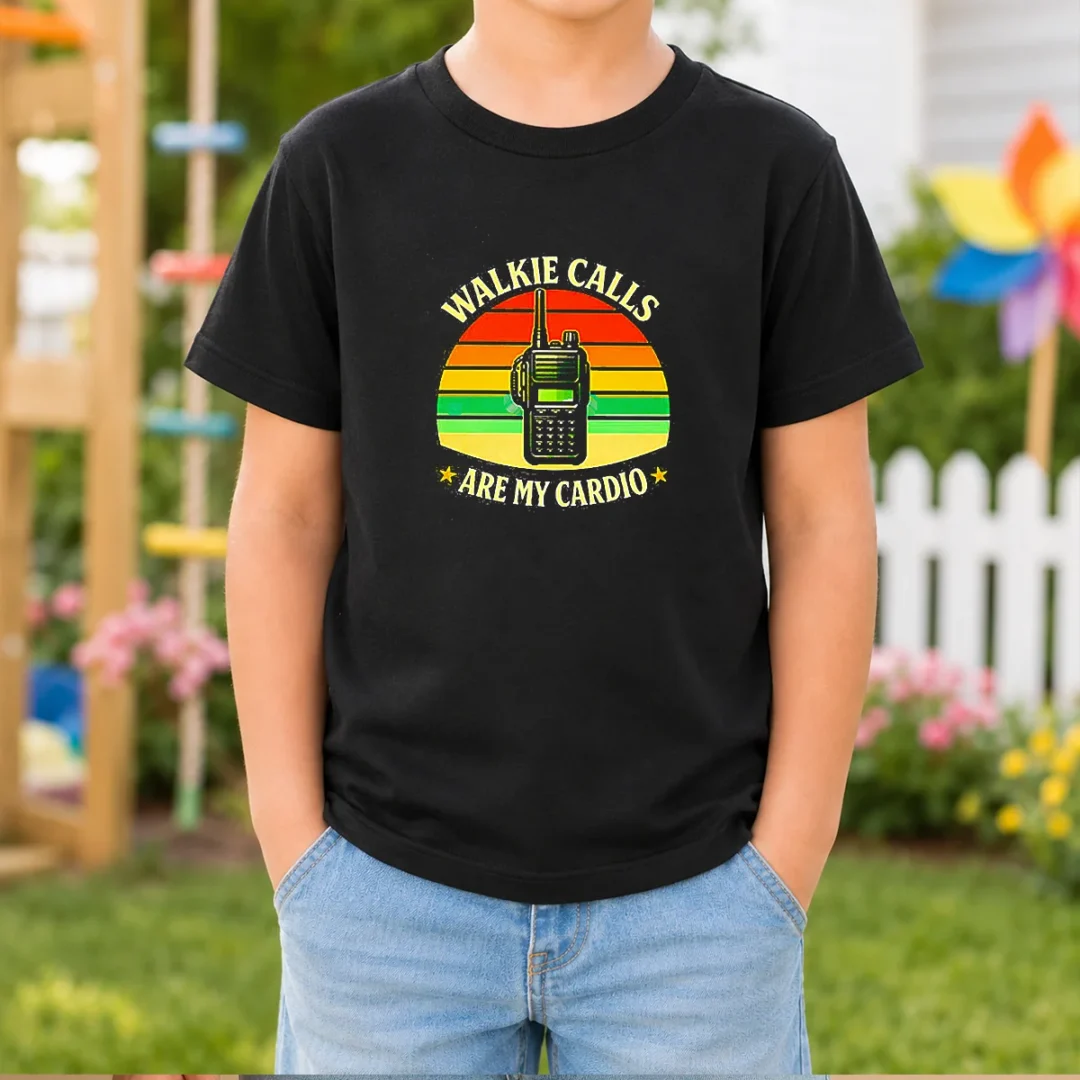 funny-walkie-calls-are-my-cardio-geek-kids-t-shirt Funny Walkie Calls Are My Cardio Geek Kids T-Shirt