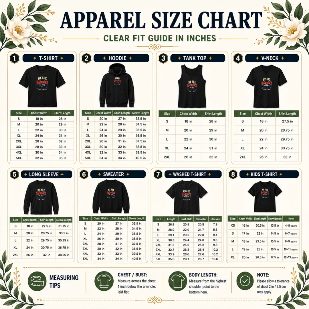 funny-we-are-the-backbone-of-this-nation-retro-distressed-size-chart Size chart for Funny We Are The Backbone Of This Nation Retro Distressed with measurements in inches and cm