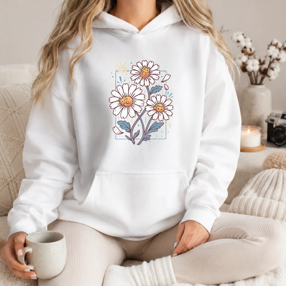 funny-with-cat-daisies-hoodie Funny With Cat Daisies Hoodie