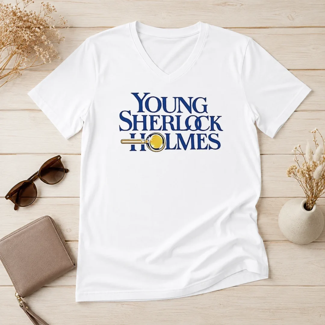 funny-young-sherlock-holmes-movie-logo-1985-film-v-neck-shirt Funny Young Sherlock Holmes Movie Logo 1985 Film V-Neck Shirt
