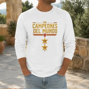 Funny Spain World Champions 2026 2 Stars Long Sleeve Shirt
