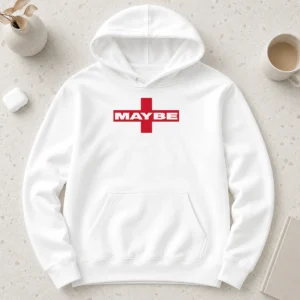 Top Maybe Mib Minimalist Hoodie in charcoal gray with front pocket and drawstring hood
