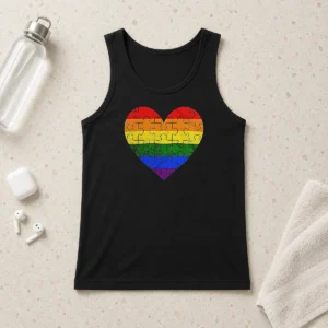 Top Homosexual Love Rainbow Heart Puzzle Tank Top
