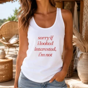 Pretty Sorry If I Looked Interested I'M Not Slogan Tank Top