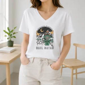 Top Goat Scout Pointing Explore Nature Hail Satan V-Neck Shirt