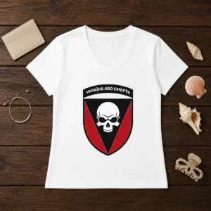 Good Ukraine Or Death Skull Emblem Military Tactical V-Neck Shirt