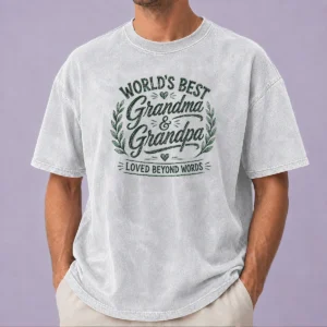 Pretty Grandparents Day Gratitude Sketch Loved Grandchild Washed T-Shirt