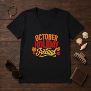 Pretty October Holiday Ireland Cozy Fall Typography Vector Shirt - Image 2