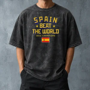 Pretty Spain Beat The World 2026 Champions Soccer Washed T-Shirt