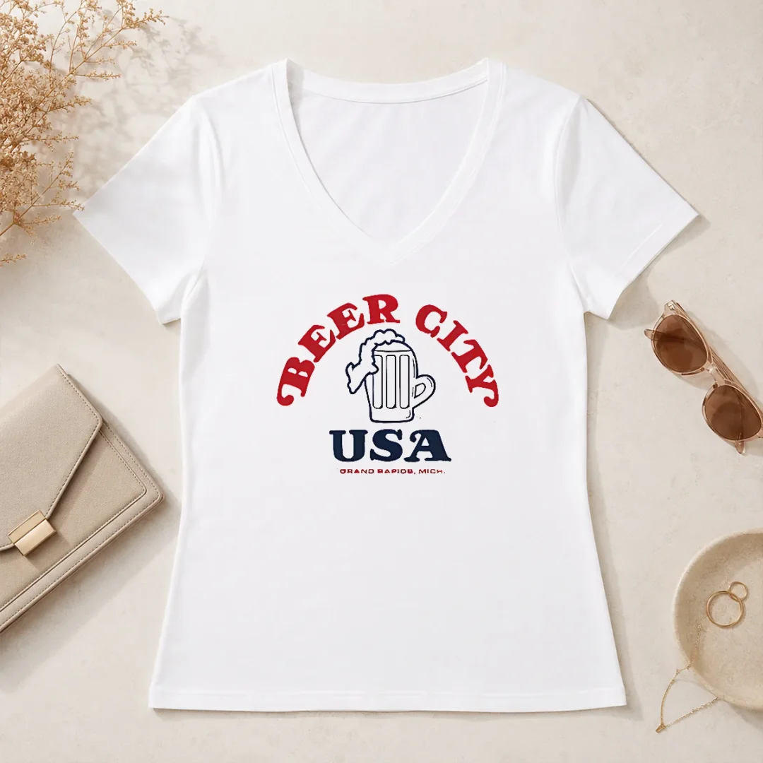 Good Awesome Beer City USA Grand Rapids Michigan V Neck Shirt Good Awesome Beer City USA Grand Rapids Michigan V-Neck Shirt