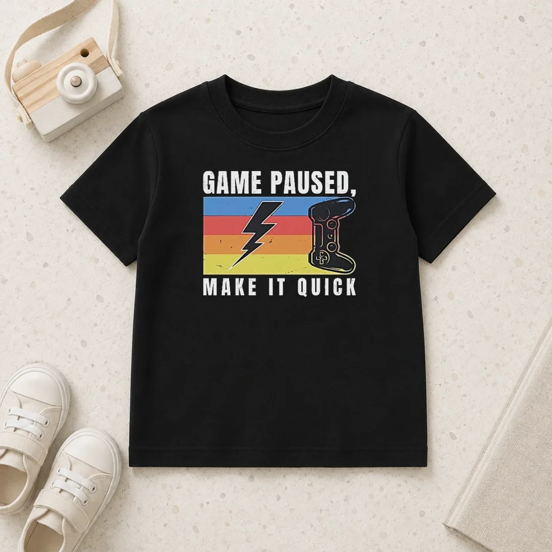 good-awesome-game-paused-make-it-quick-kids-t-shirt Good Awesome Game Paused Make It Quick Kids T-Shirt