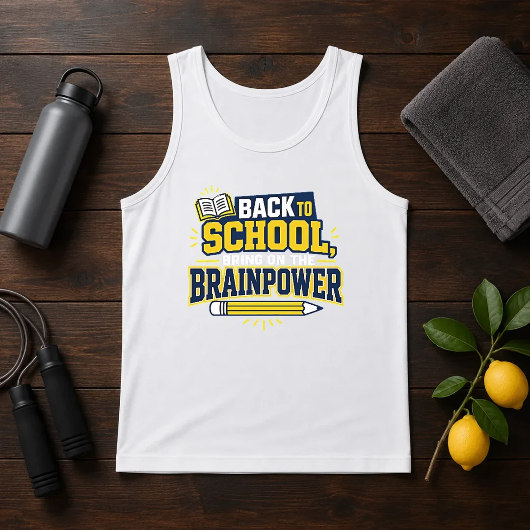 good-back-to-school-brainpower-typography-tank-top Good Back To School Brainpower Typography Tank Top