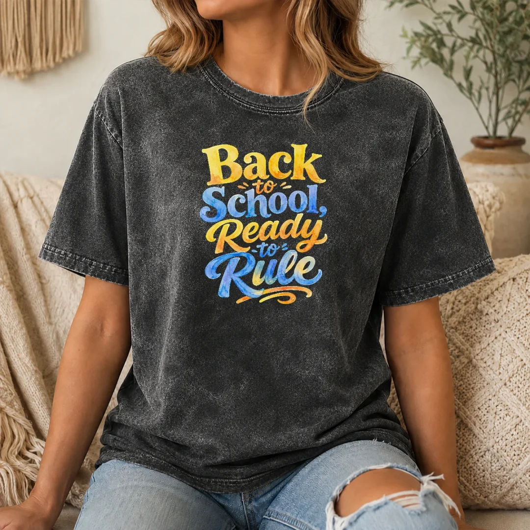 Good Back To School Ready To Rule Watercolor For Students Washed T Shirt Good Back To School Ready To Rule Watercolor For Students Washed T-Shirt