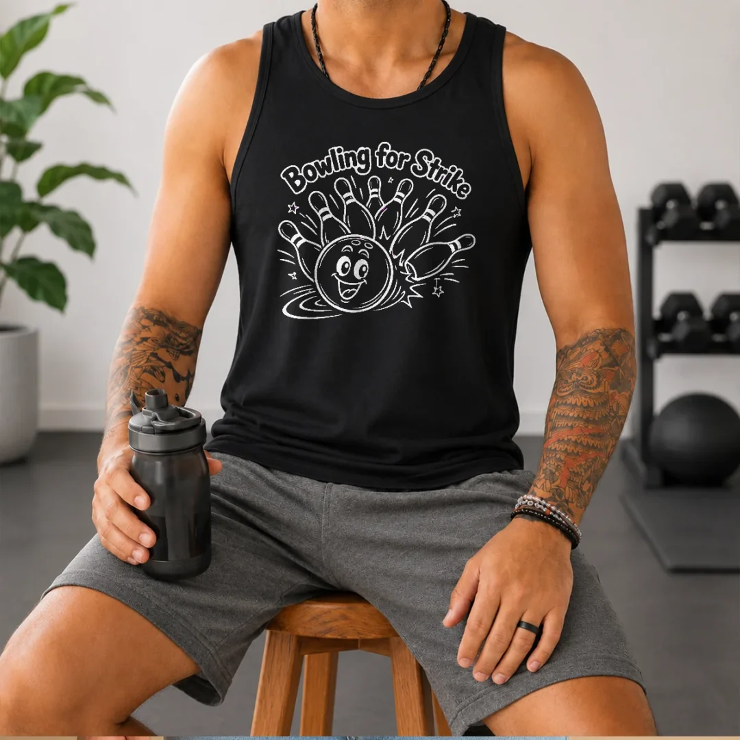 good-bowling-for-strike-line-art-tank-top Good Bowling For Strike Line Art Tank Top