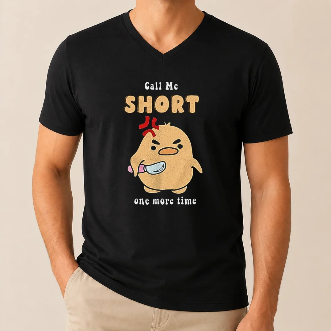 Good Call Me Short One More Time Cute Angry Bird With Knife V Neck Shirt Good Call Me Short One More Time Cute Angry Bird With Knife V-Neck Shirt