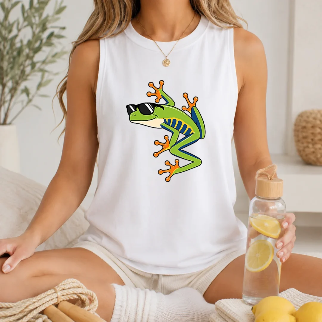 good-cool-fun-cartoon-frog-sunglasses-summer-beach-tank-top Good Cool Fun Cartoon Frog Sunglasses Summer Beach Tank Top