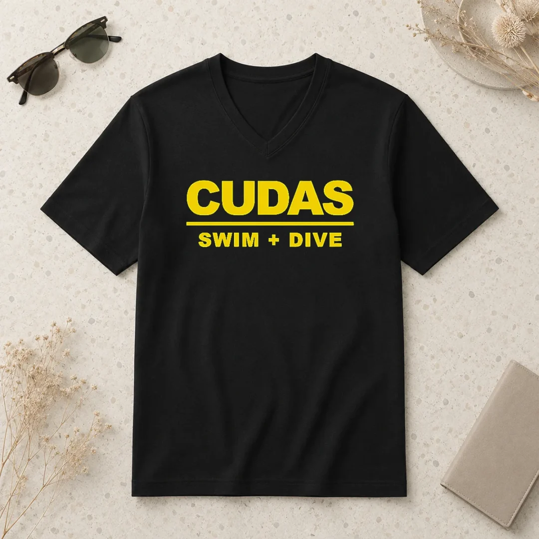 good-cudas-swim-and-dive-team-logo-v-neck-shirt Good Cudas Swim And Dive Team Logo V-Neck Shirt