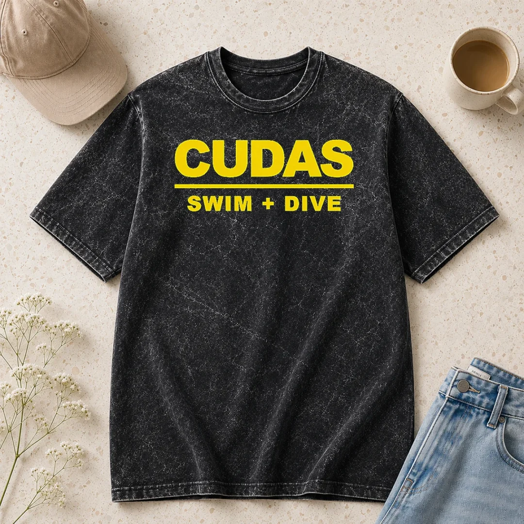 good-cudas-swim-and-dive-team-logo-washed-t-shirt Good Cudas Swim And Dive Team Logo Washed T-Shirt