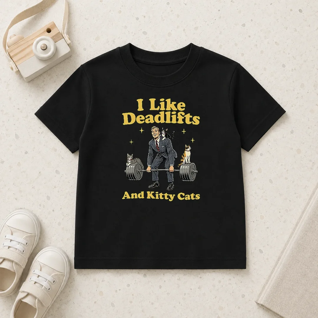 good-deadlifts-and-kitties-businessman-kids-t-shirt-2 Good Deadlifts And Kitties Businessman Kids T-Shirt