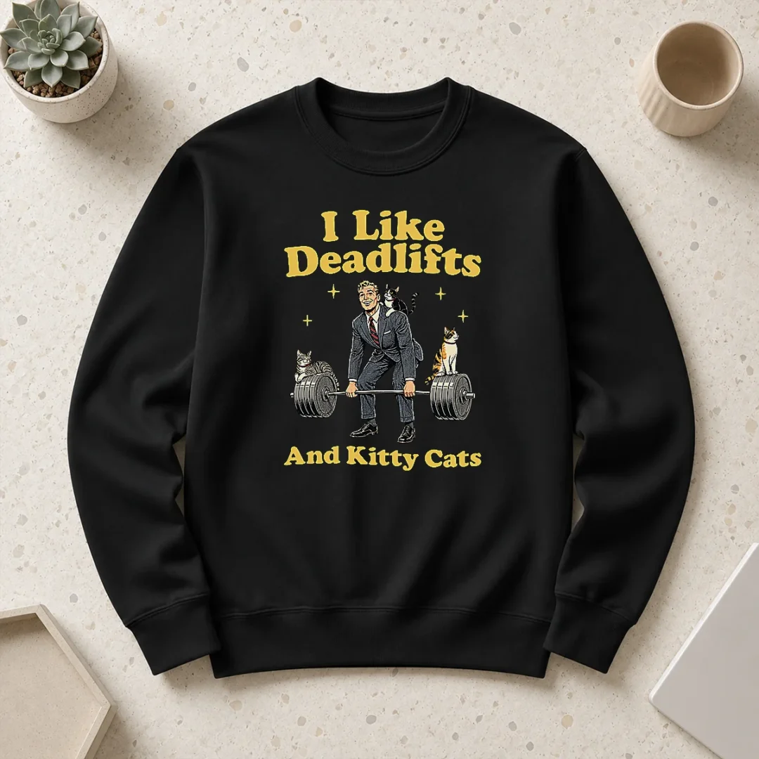 good-deadlifts-and-kitties-businessman-sweater-2 Good Deadlifts And Kitties Businessman Sweater