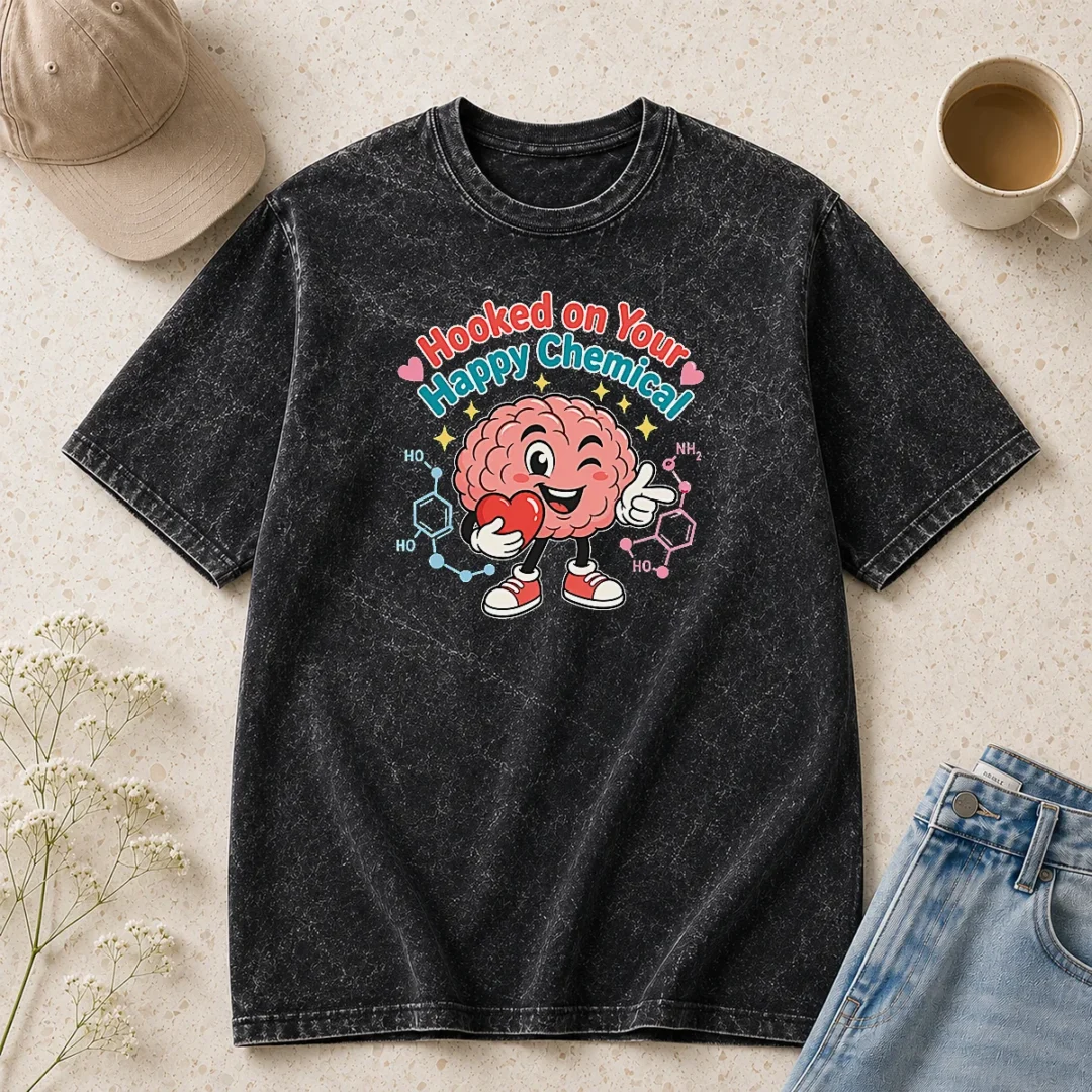 good-dopamine-love-brain-vector-for-couples-washed-t-shirt Good Dopamine Love Brain Vector For Couples Washed T-Shirt