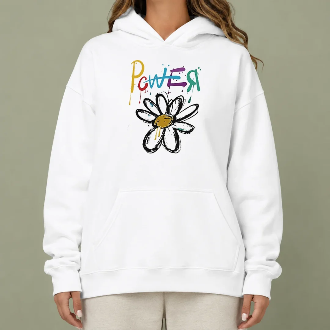 good-dragon-power-world-tour-flower-handraw-hoodie Good Dragon Power World Tour Flower Handraw Hoodie in black with colorful dragon and flower graphic, front view