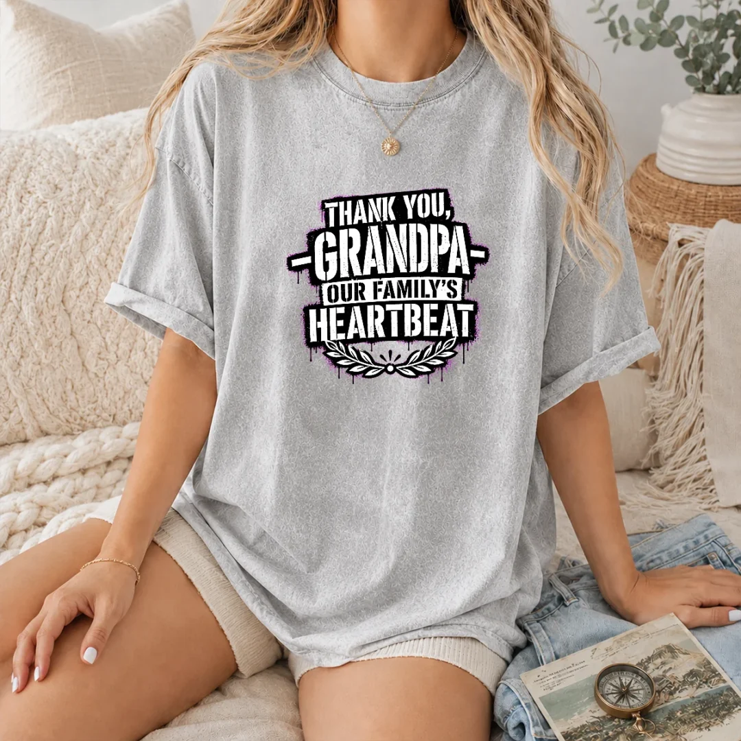 good-family-celebration-grandpa-thank-you-stencil-washed-t-shirt Good Family Celebration Grandpa Thank You Stencil design on a soft washed t shirt in light beige