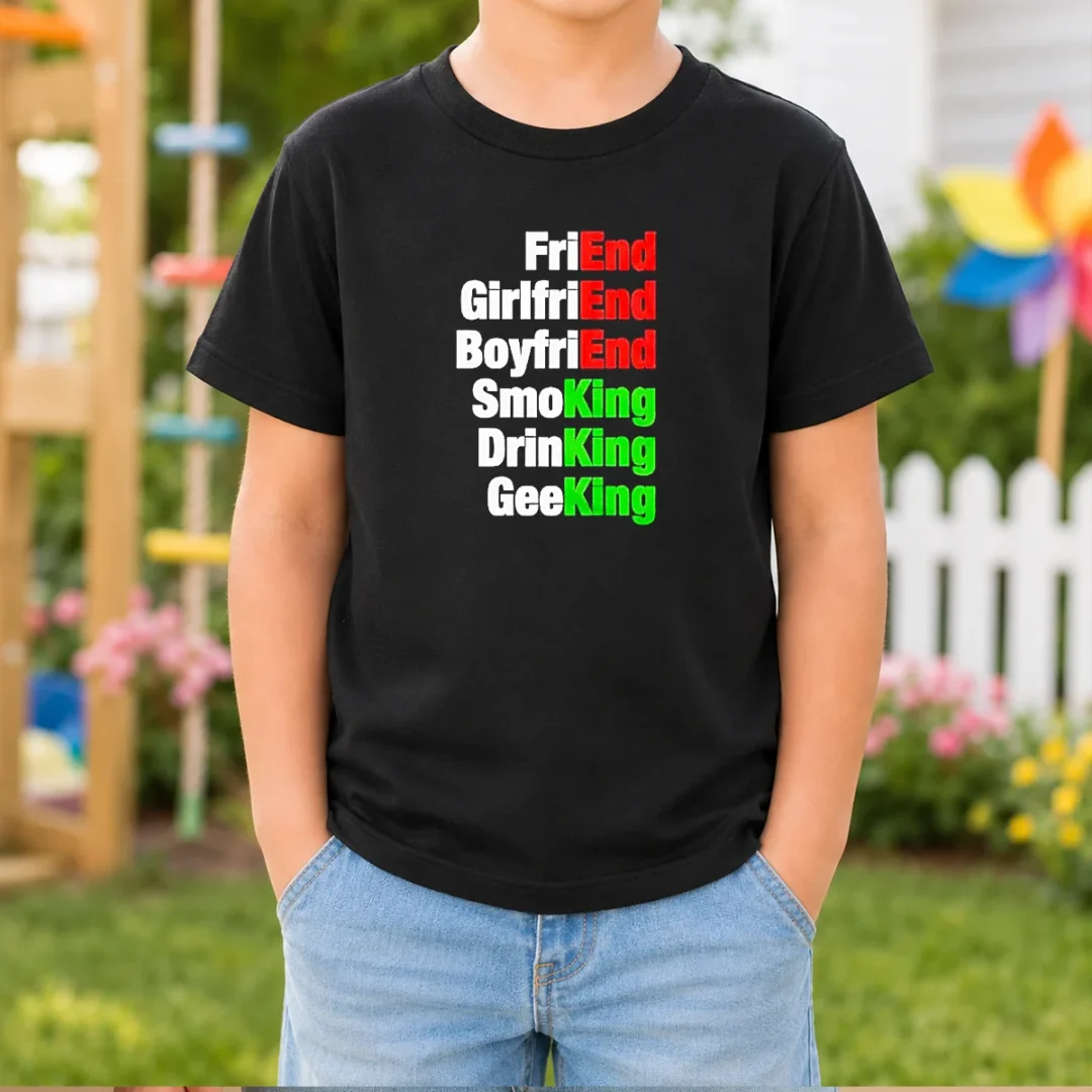 good-friend-girlfriend-boyfriend-smoking-drinking-geeking-wordplay-text-kids-t-shirt Good Friend Girlfriend Boyfriend Smoking Drinking Geeking Wordplay Text Kids T-Shirt