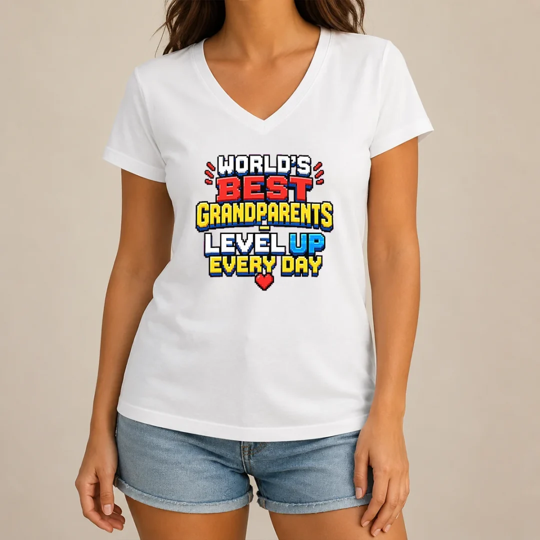 good-funny-grandparents-day-worlds-best-pixel-v-neck-shirt Good Funny Grandparents Day Worlds Best Pixel V-Neck Shirt