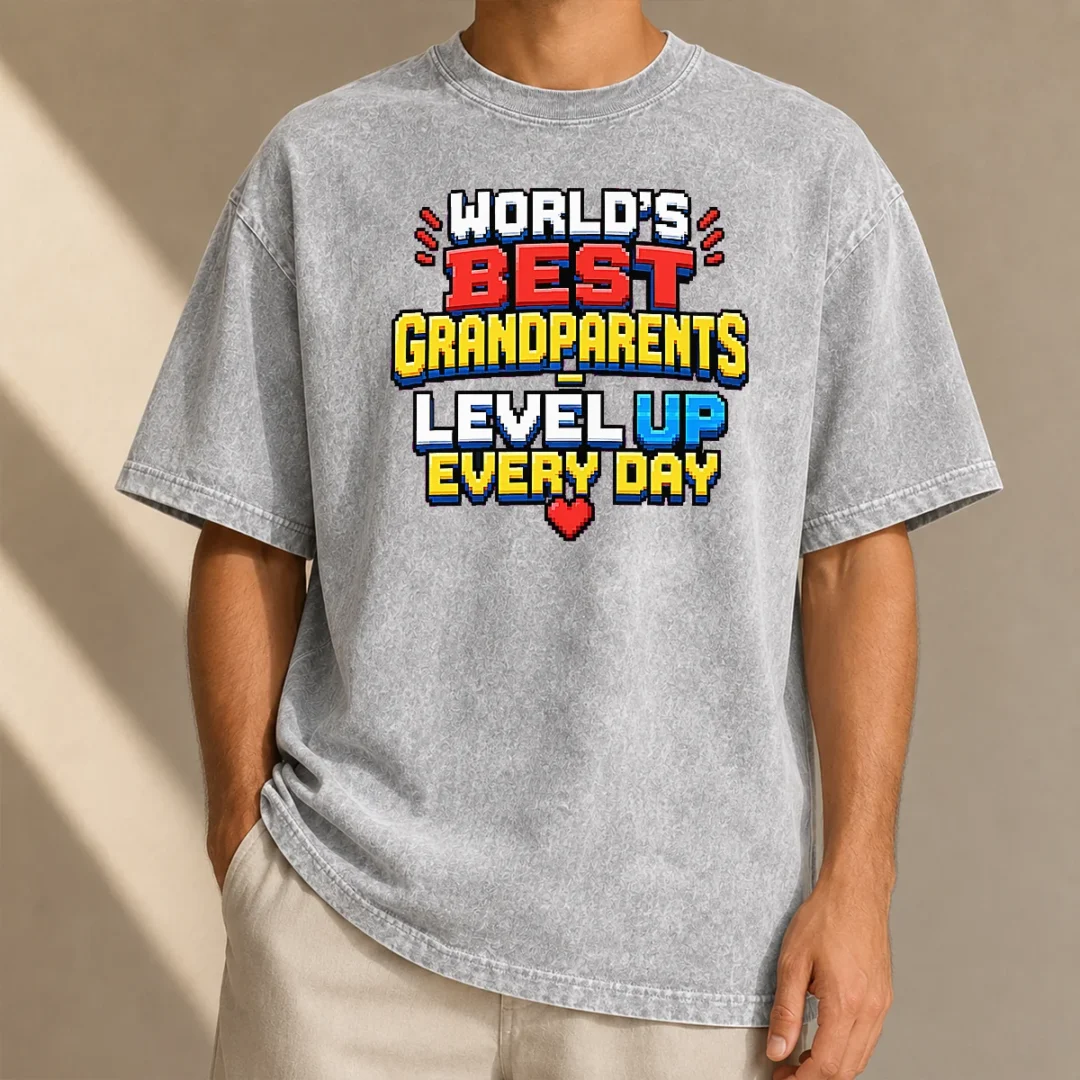 good-funny-grandparents-day-worlds-best-pixel-washed-t-shirt Good Funny Grandparents Day Worlds Best Pixel Washed T-Shirt