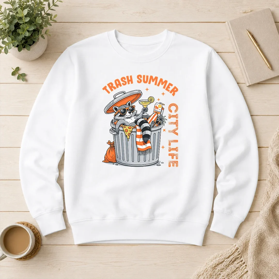 good-funny-trash-summer-city-life-raccoon-sweater Good Funny Trash Summer City Life Raccoon Sweater