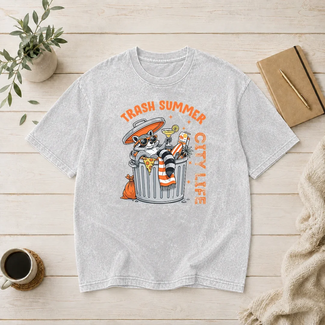 good-funny-trash-summer-city-life-raccoon-washed-t-shirt Good Funny Trash Summer City Life Raccoon Washed T-Shirt
