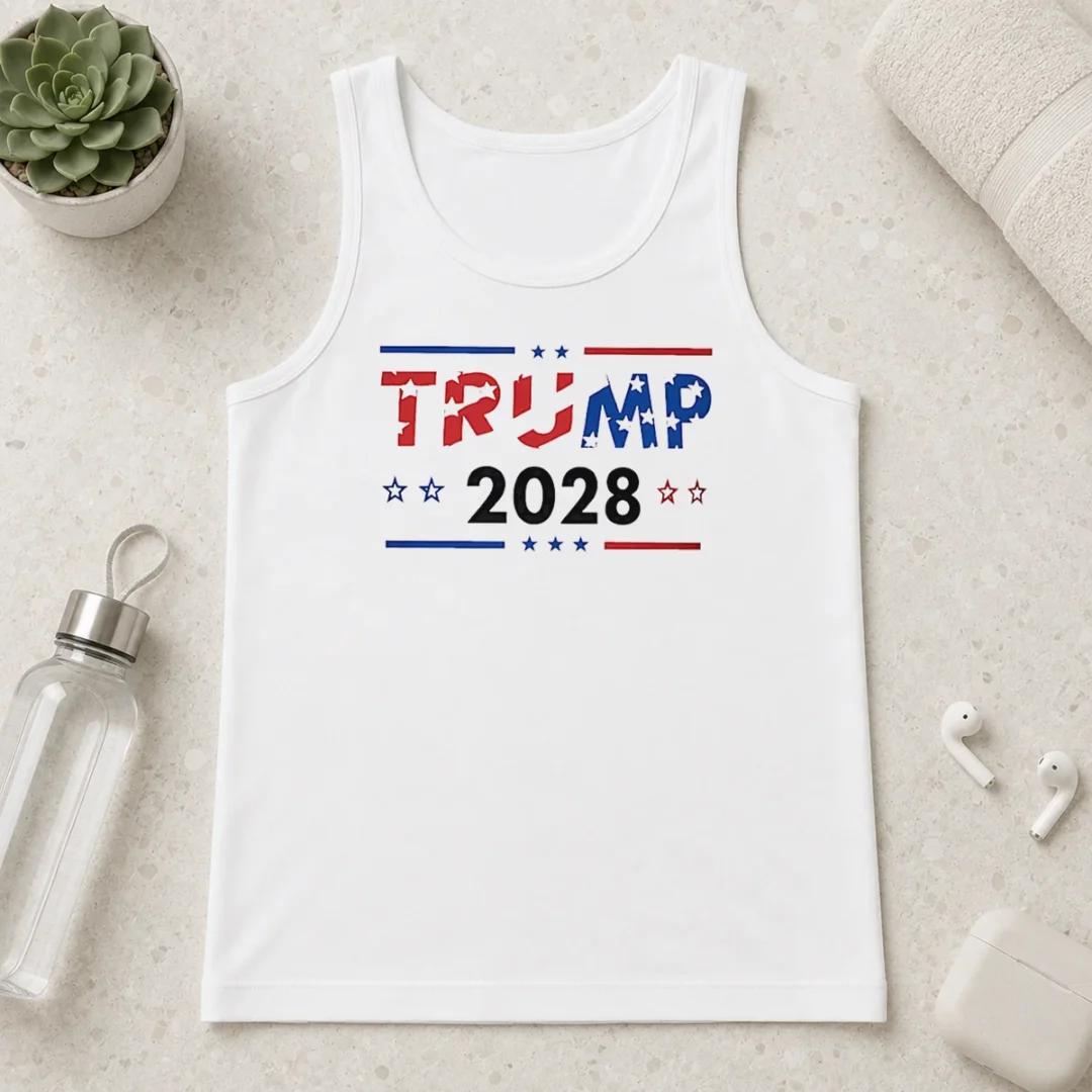 good-happy-trump-2028-patriotic-stars-and-stripes-tank-top Good Happy Trump 2028 Patriotic Stars And Stripes Tank Top