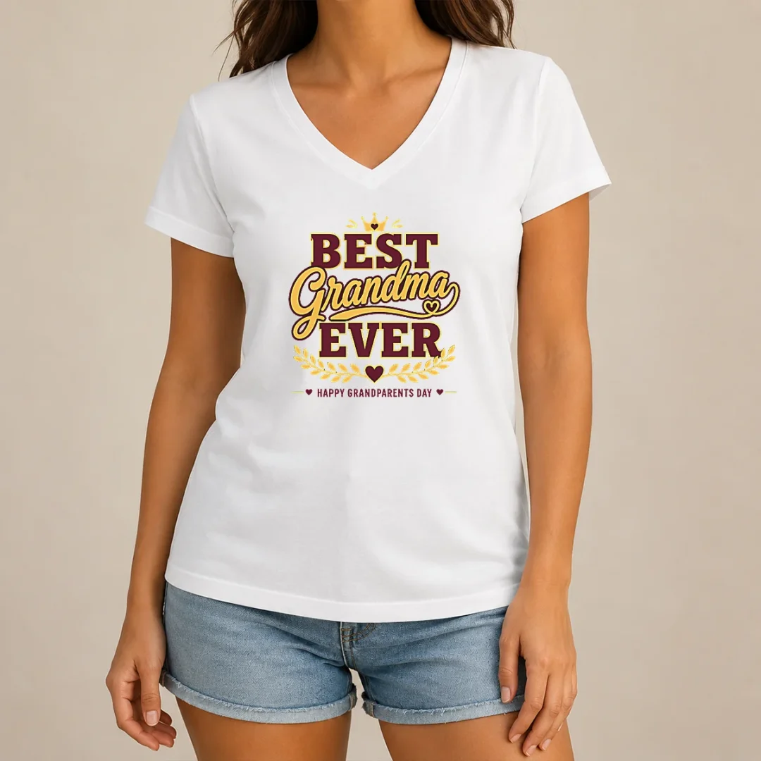 good-hot-grandparents-day-best-grandma-ever-typography-v-neck-shirt Good Hot Grandparents Day Best Grandma Ever Typography V-Neck Shirt