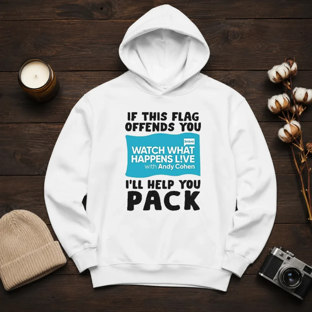 good-if-this-flag-offends-you-watch-what-happens-live-with-andy-cohen-i-will-help-you-hoodie Good If This Flag Offends You Watch What Happens Live With Andy Cohen I Will Help You Hoodie in black, front view with hood up