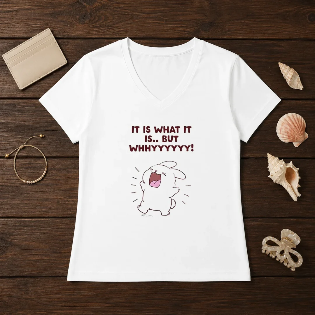 good-it-is-what-it-is-but-whhyyyyyy-cute-bunny-v-neck-shirt Good It Is What It Is But Whhyyyyyy Cute Bunny V-Neck Shirt