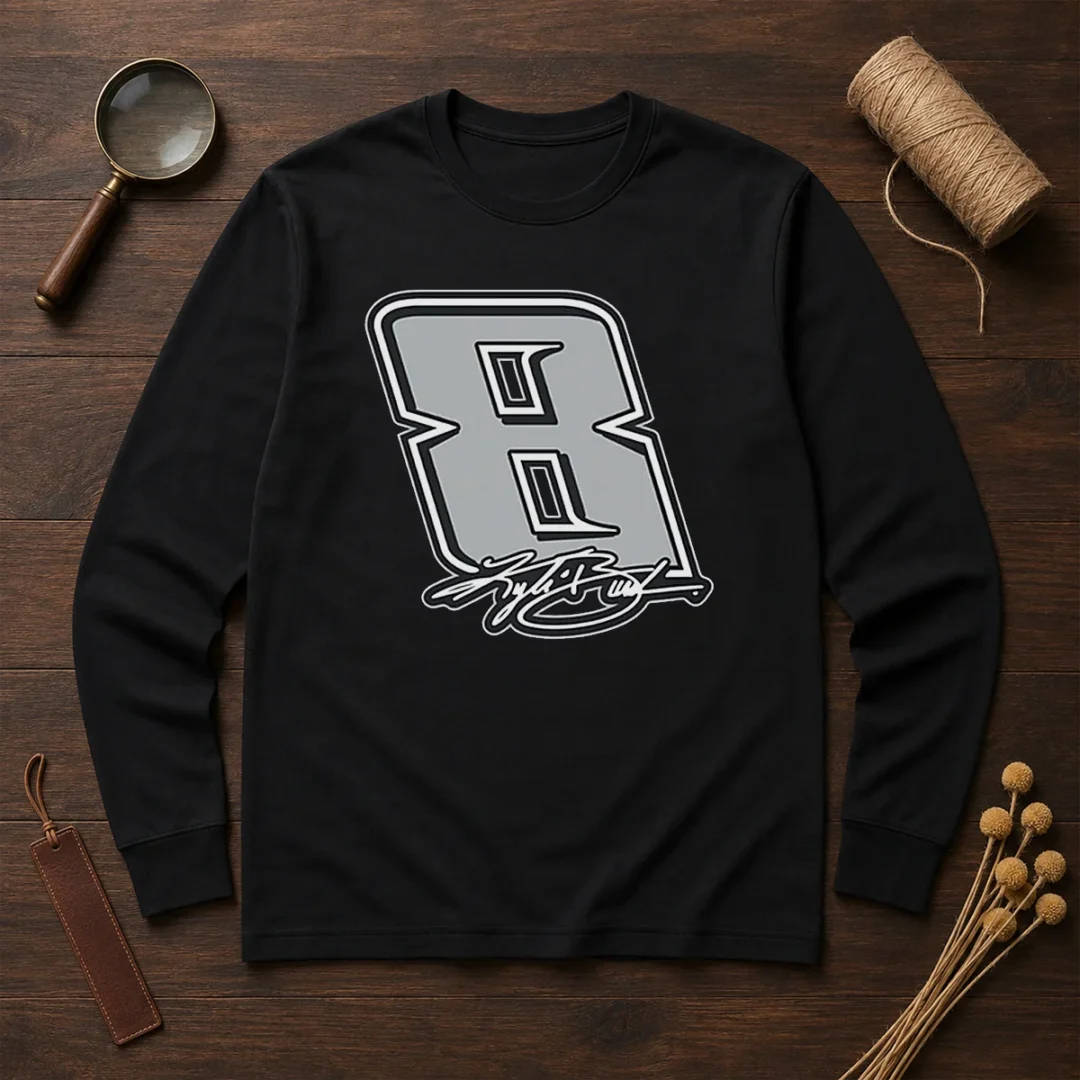 good-kyle-busch-black-no-8-signature-long-sleeve-shirt Good Kyle Busch Black No 8 Signature Long Sleeve Shirt