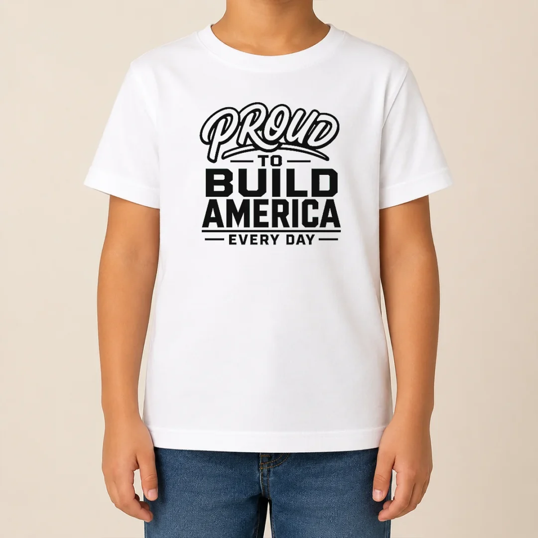 Good Labour Day Proud Builder With Line Art Typography Kids T Shirt Good Labour Day Proud Builder With Line Art Typography Kids T-Shirt