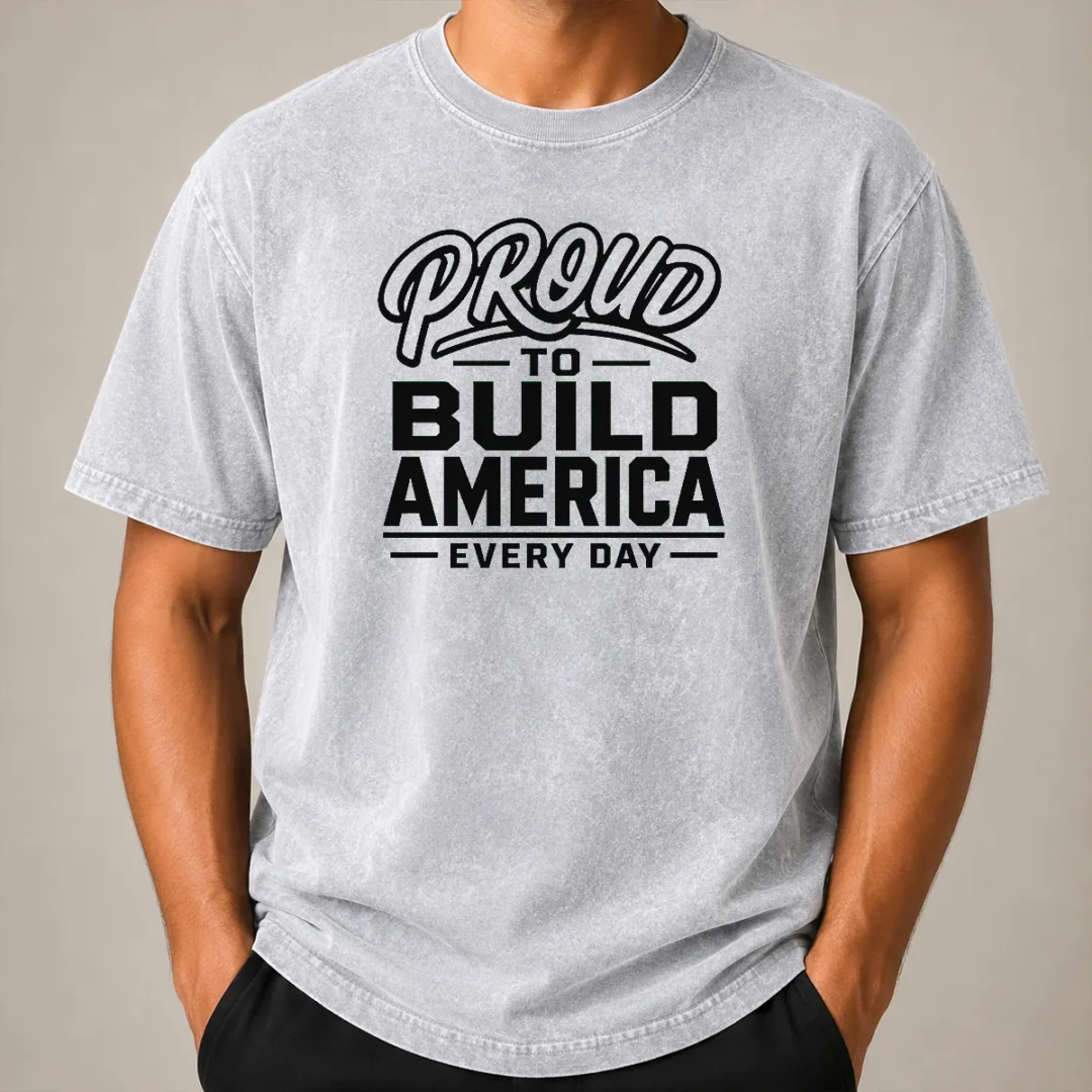 Good Labour Day Proud Builder With Line Art Typography Washed T Shirt Good Labour Day Proud Builder With Line Art Typography Washed T-Shirt