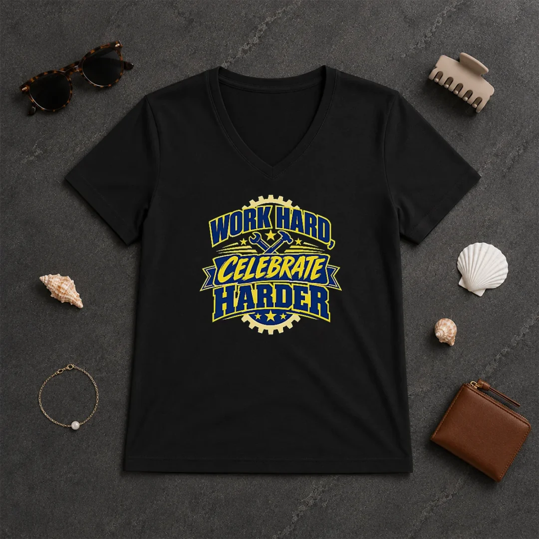 Good Labour Day Work Hard Celebrate Harder Vector V Neck Shirt Good Labour Day Work Hard Celebrate Harder Vector V-Neck Shirt