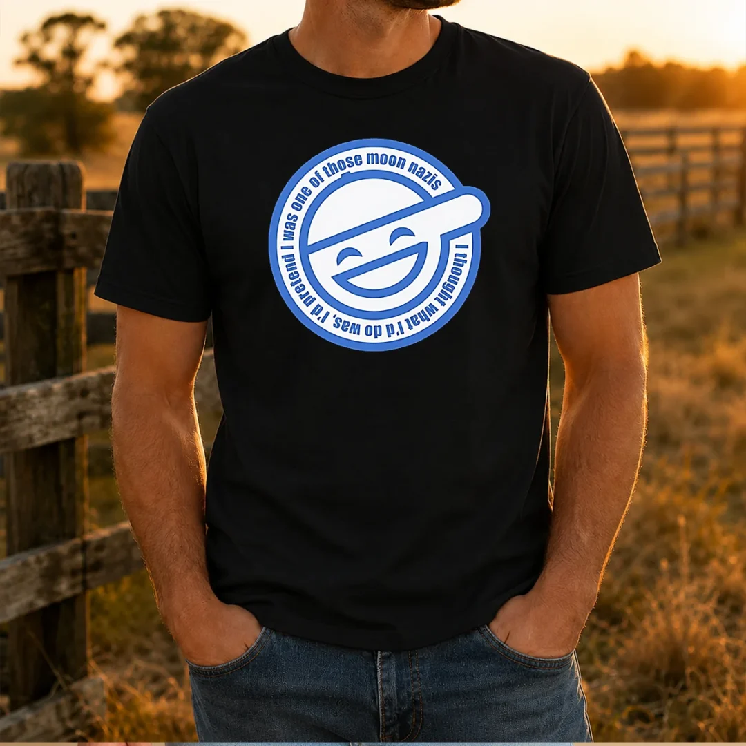 good-laughing-man-ghost-in-the-shell-i-was-one-of-those-moon-nazis-i-thought-what-i-d-do-was-t-shirt Good Laughing Man Ghost In The Shell I Was One Of Those Moon Nazis I Thought What I'D Do Was t shirt in black, front view with bold graphic print