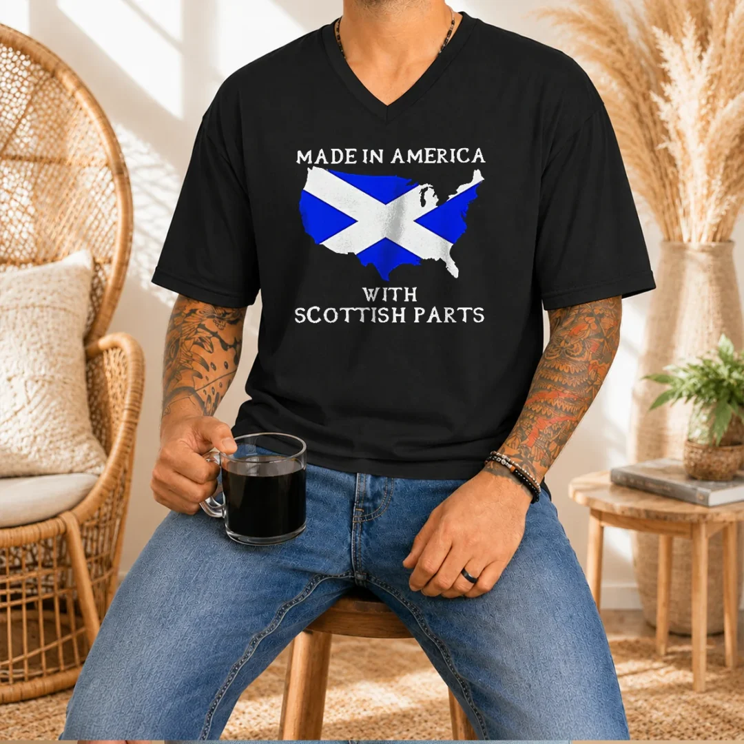 good-made-in-america-with-scottish-parts-v-neck-shirt Good Made In America With Scottish Parts V-Neck Shirt