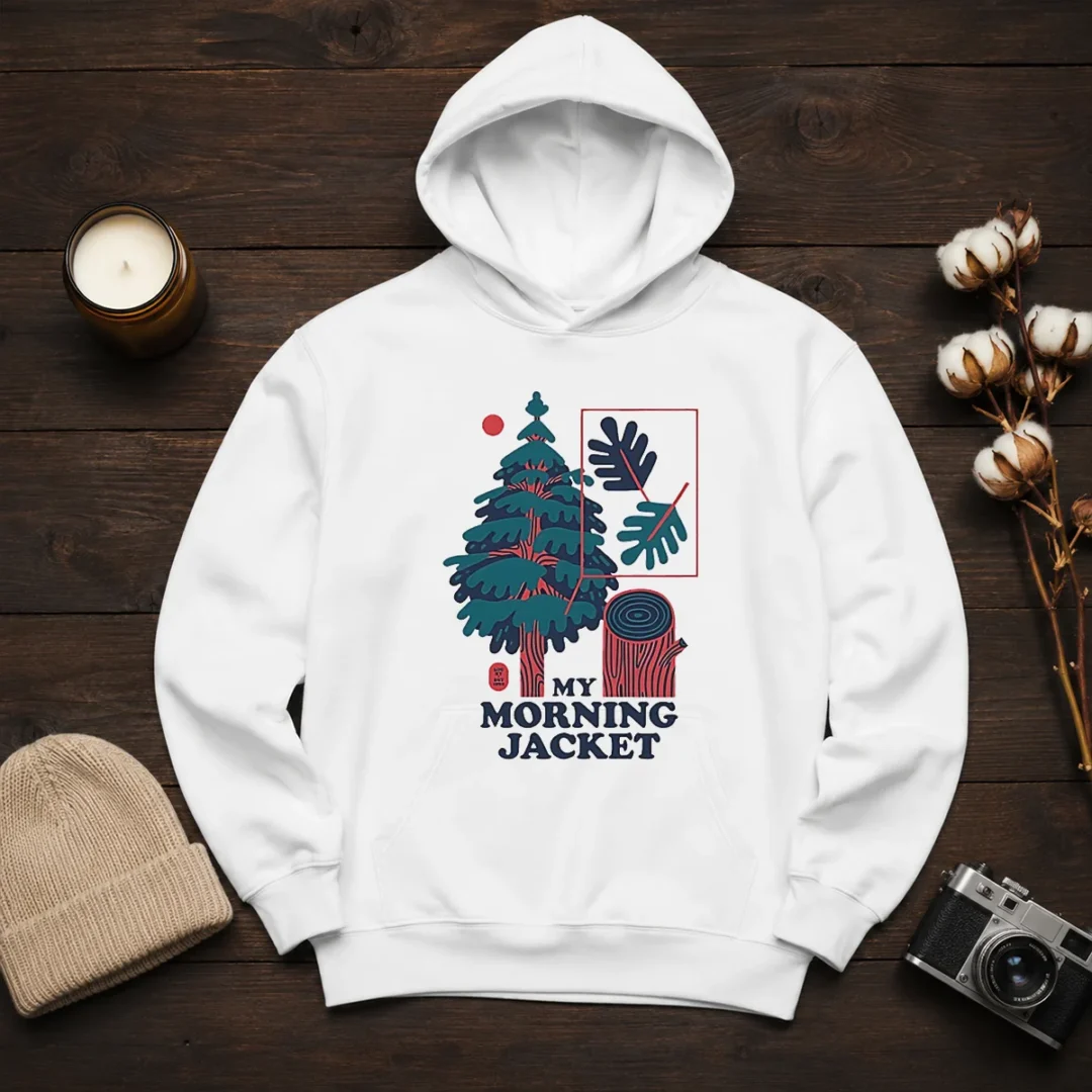 good-my-morning-jacket-tree-logo-hoodie Good My Morning Jacket Tree Logo Hoodie in dark color with front pocket and drawstring hood
